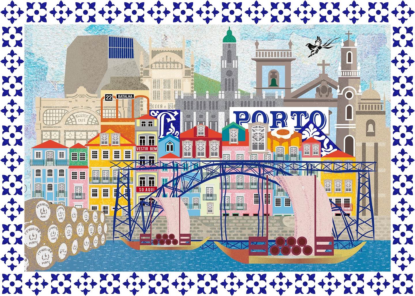 Porto (tela), Desenho e Ilustração Colagem Abstrato original por Maria João Faustino