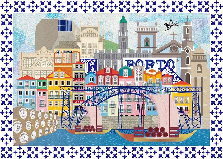 Porto (tela), Desenho e Ilustração Colagem Abstrato original por Maria João Faustino