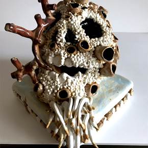 Caveira, original Human Figure Ceramic Sculpture by Lorinet Julie