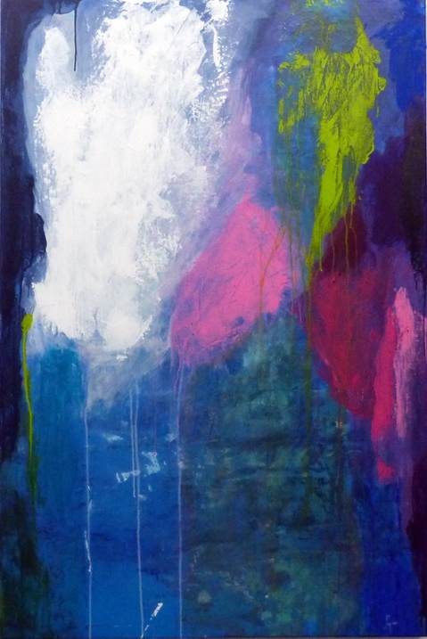Nuvem Rosa - Casa Azul, Pintura Acrílico Abstrato original por Joana M Lopes