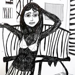 31. Na casa dos quadros I , original Human Figure Charcoal Drawing and Illustration by Hugo Castilho