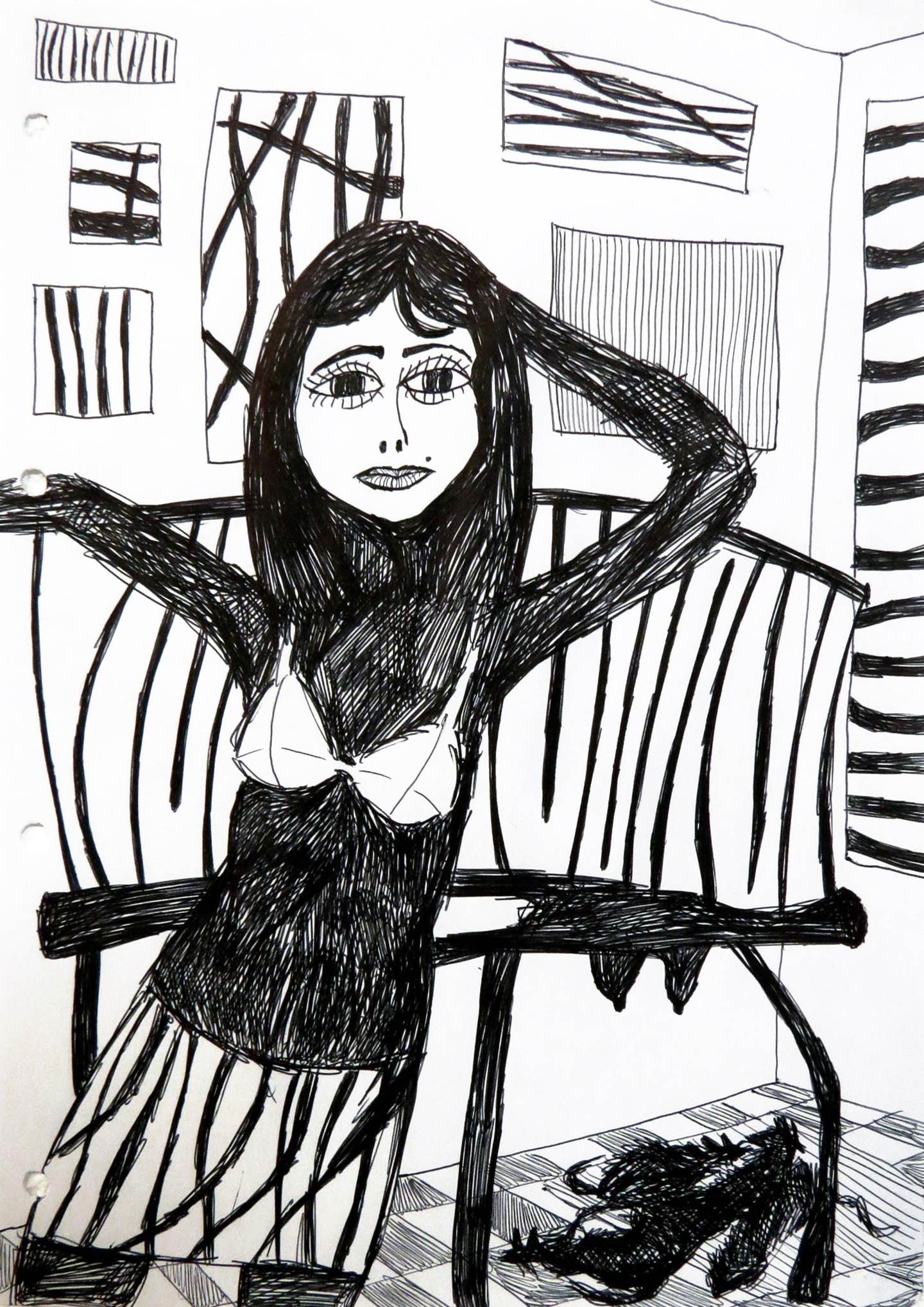 31. Na casa dos quadros I , original Human Figure Charcoal Drawing and Illustration by Hugo Castilho