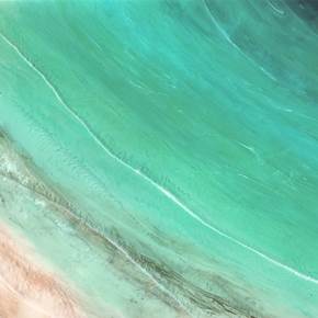 The Warmth of the Dead Sea, original Landscape Mixed Technique Painting by Tiffani Buteau