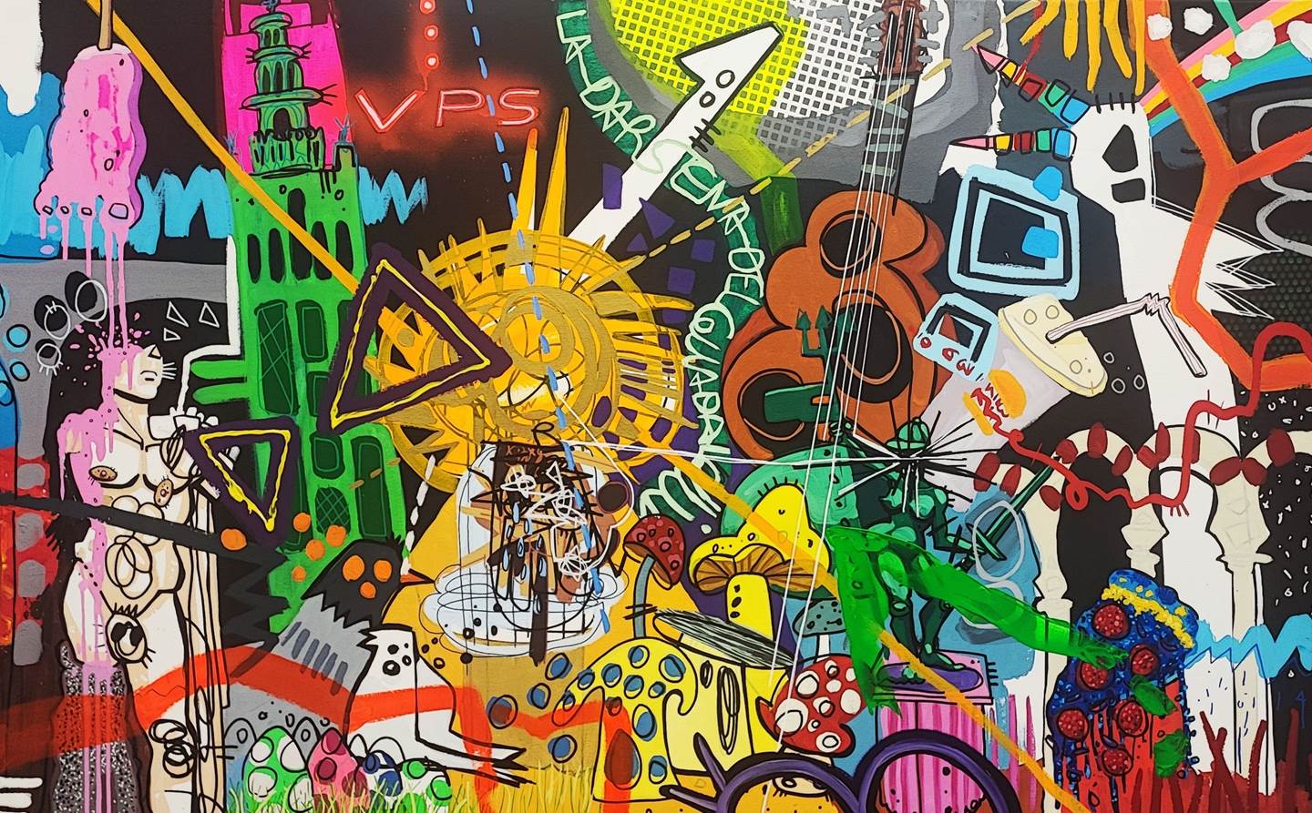 Algo raro pasa en Chshzcsevilla, Pintura Técnica Mista Animais original por Rafa López