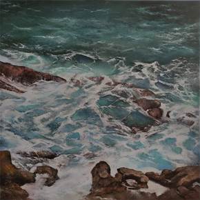 Oleaje en el Mar Cantábrico, original Landscape Oil Painting by TOMAS CASTAÑO