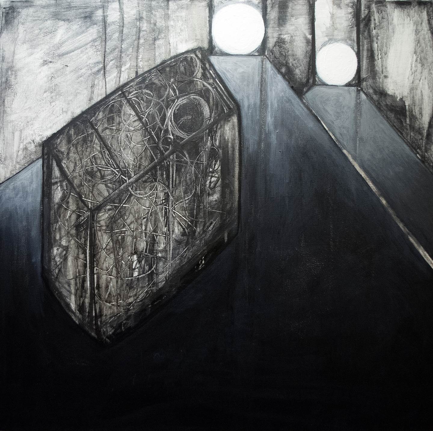Subconscious space, original Geometric Acrylic Painting by Simi Gatenio