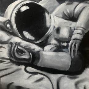 Astronaut sleeping, original Minimaliste Acrylique La peinture par Qiao Xi