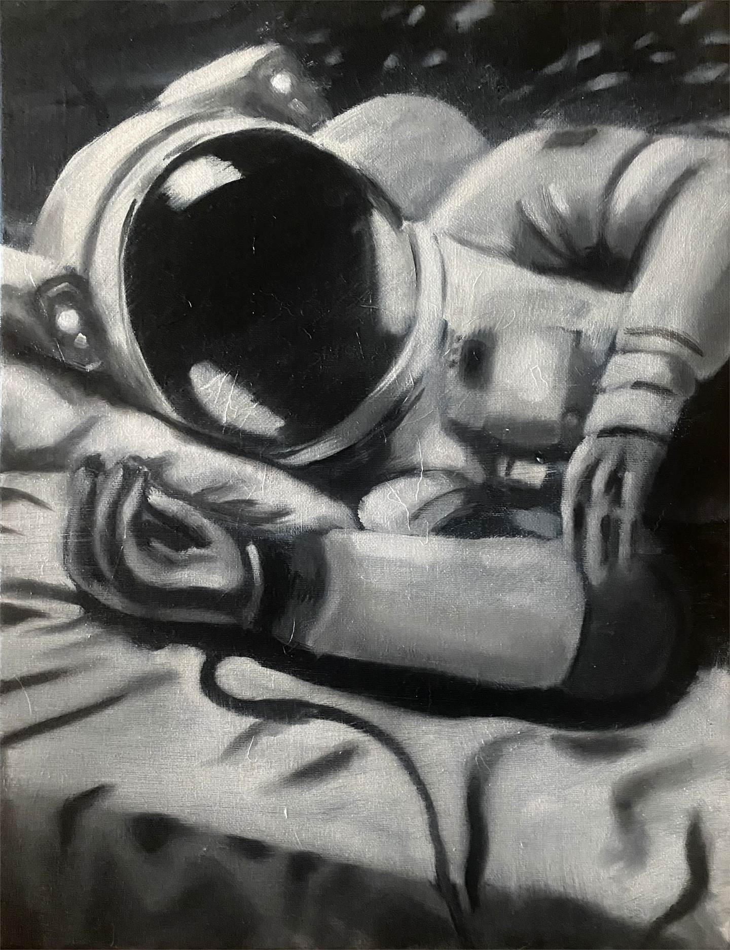 Astronaut sleeping, original Minimalista Acrílico Pintura de Qiao Xi