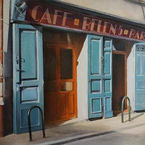 Café Belén- Madrid, Pintura Óleo Paisagem original por TOMAS CASTAÑO