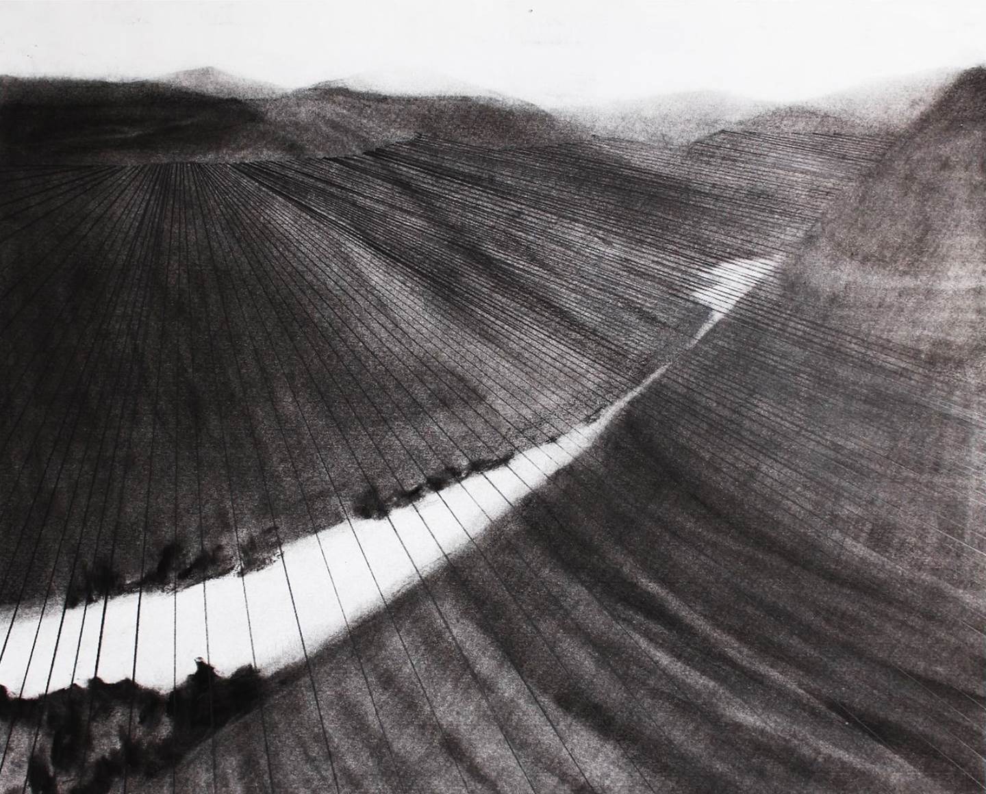 Paisagem seccionada , original Abstract Pencil Drawing and Illustration by Leonor Neves