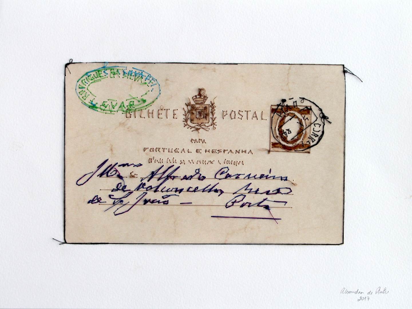 Bilhete Postal, original Minimaliste Aquarelle La peinture par Alexandra de Pinho