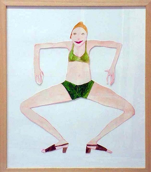 Female Papper Puppets, original Body Watercolor Painting by Vanessa Beecroft