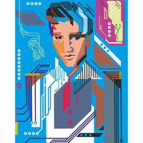 Elvis Presley, digital portrait, Desenho e Ilustração Digital Geométrico original por Vitaly (VITALIV) Vinogradov