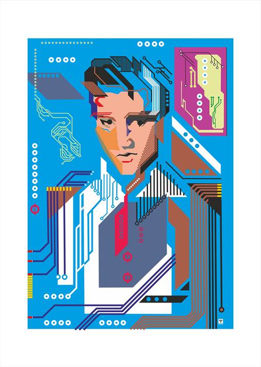 Elvis Presley, digital portrait, Desenho e Ilustração Digital Geométrico original por Vitaly (VITALIV) Vinogradov