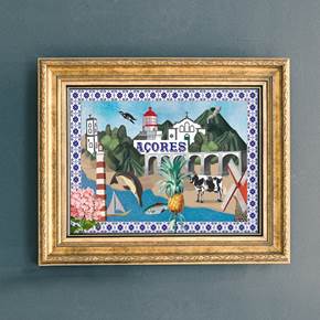 Açores (Poster), 2020, original Grande Collage Dibujo e Ilustración de Maria João Faustino