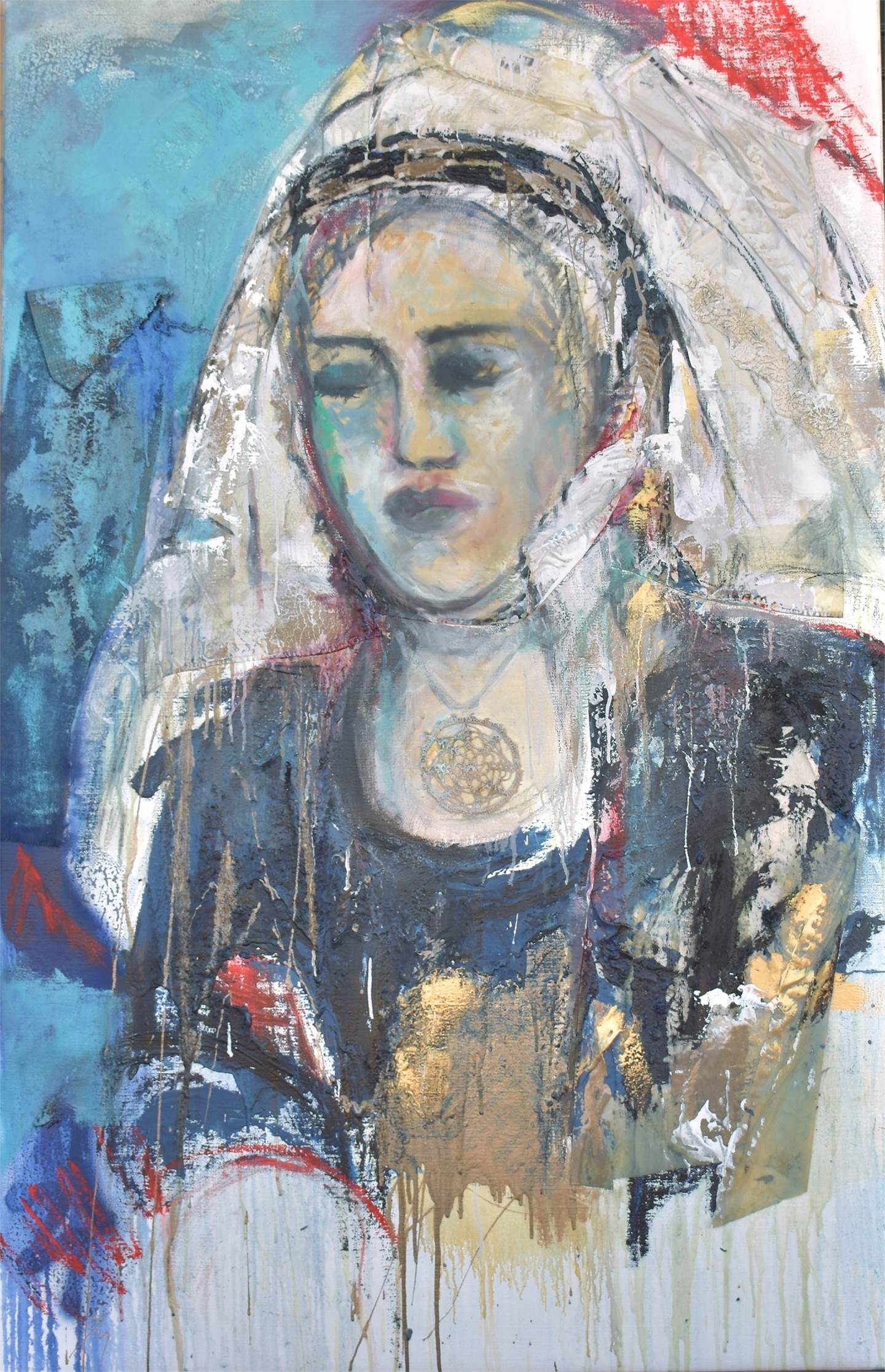 The Bride, original Human Figure Mixed Technique Painting by ELISA DA COSTA