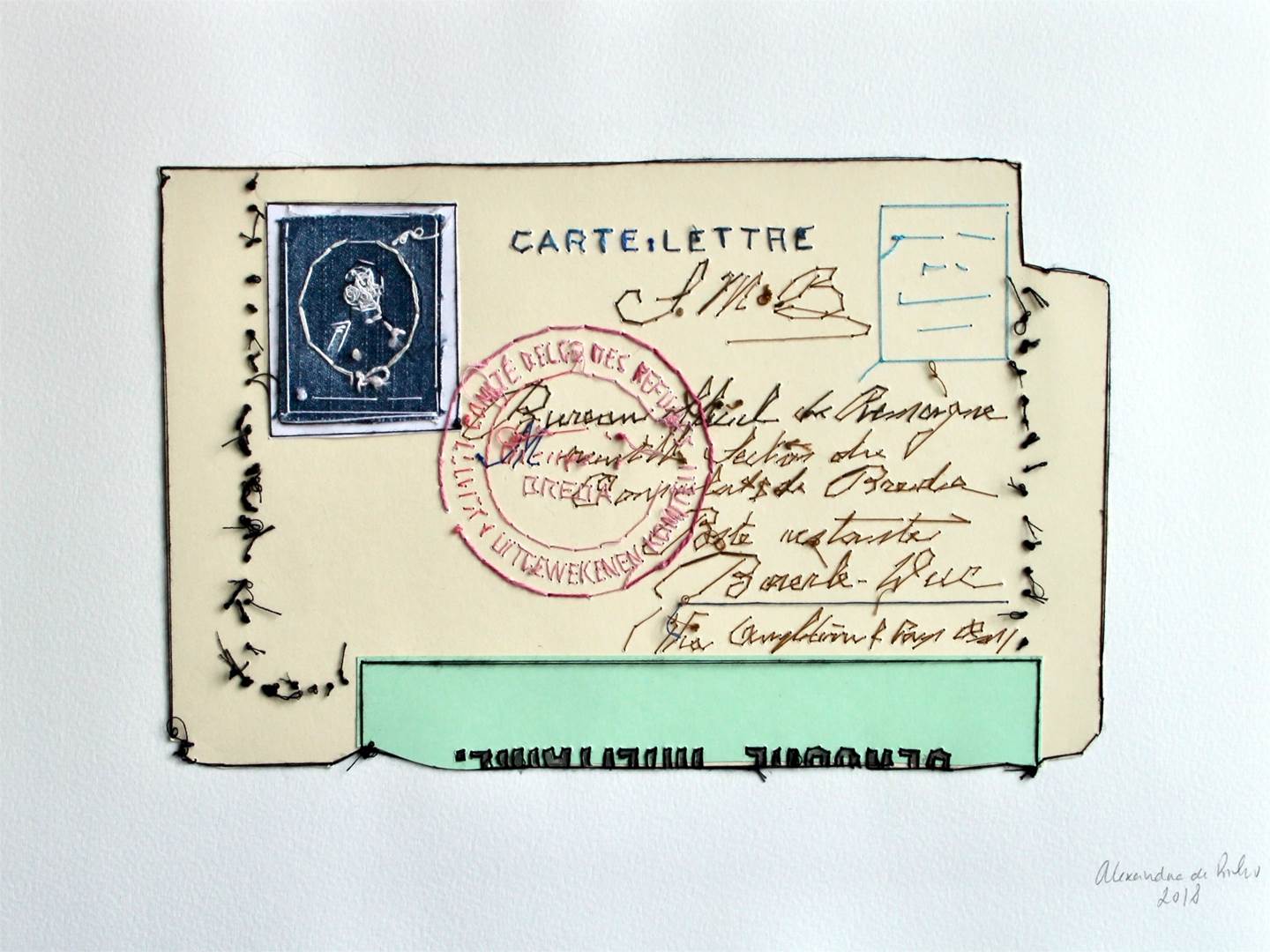 Carte - Lettre, original   Dessin et illustration par Alexandra de Pinho