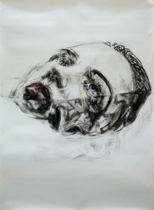 alma (estudo), 2021, original Human Figure Mixed Technique Painting by Juan Domingues