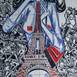 Eiffel Tower Girl I, original Abstract Hardboard Painting by Nuno Castelo