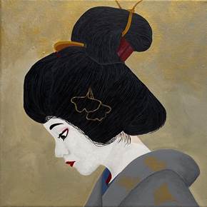 "Flocos...  Cerejeiras em Flor", original Retrato Acrílico Pintura de Renata Carneiro