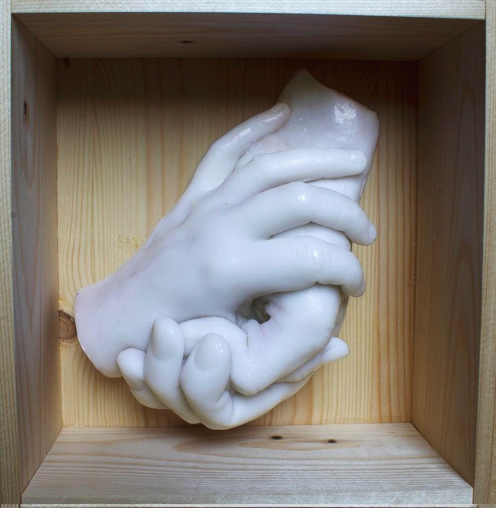 PLASTER HANDS VI, original Abstract Wax Sculpture by Ana Sousa Santos