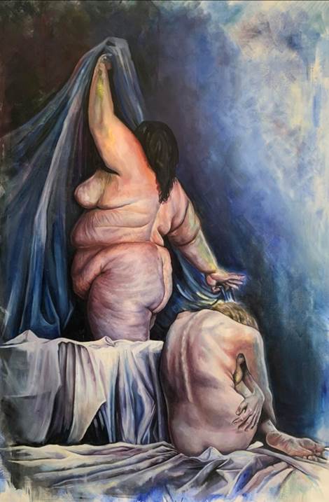 Naked Portraits VIII, original Woman Oil Painting by Daniela Guerreiro