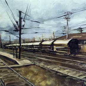 Estação, original Landscape Canvas Painting by Sérgio Pimenta