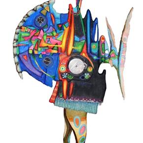 Guerreiro Sonoro, original  Mixed Technique Sculpture by Domingos Mendes da  Silva
