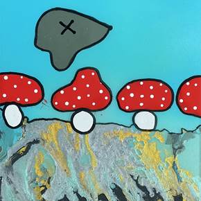 The mushrooms and the cloud #1, original Animaux Technique mixte La peinture par Mario Louro