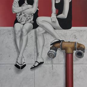 Sentadas no Muro, Pintura Óleo Corpo original por Gustavo Fernandes