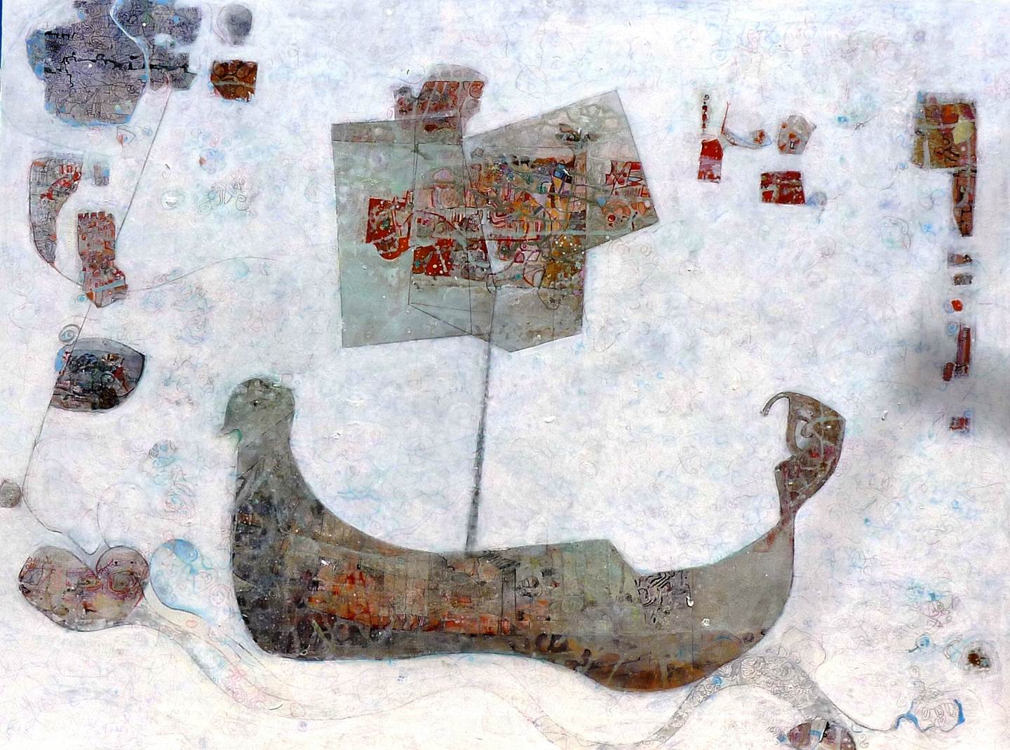 Não são os barcos que fazem as viagens 1, Pintura Acrílico Abstrato original por Ana Maria