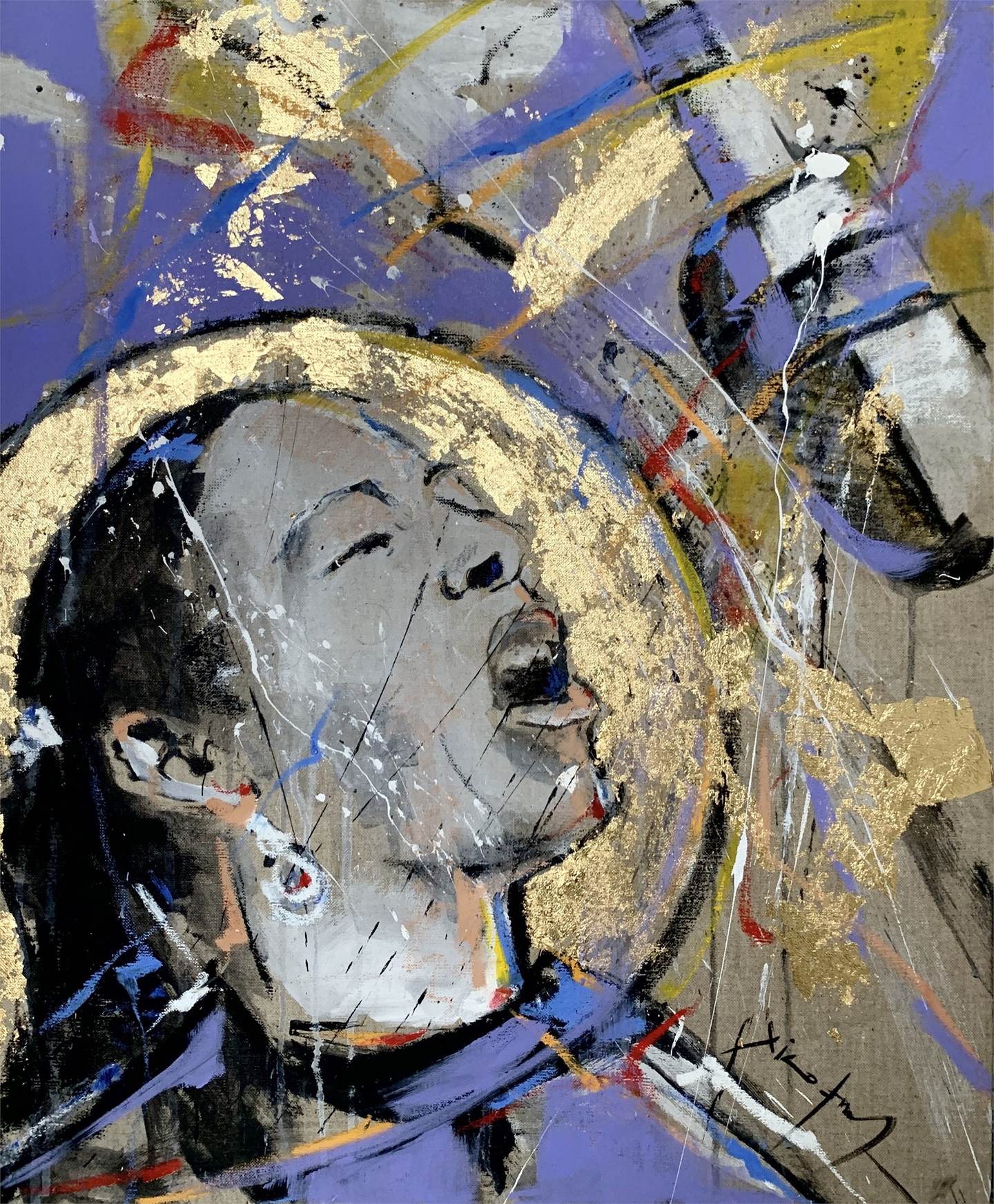 Billie Holiday , original Human Figure Acrylic Painting by Xicofran .