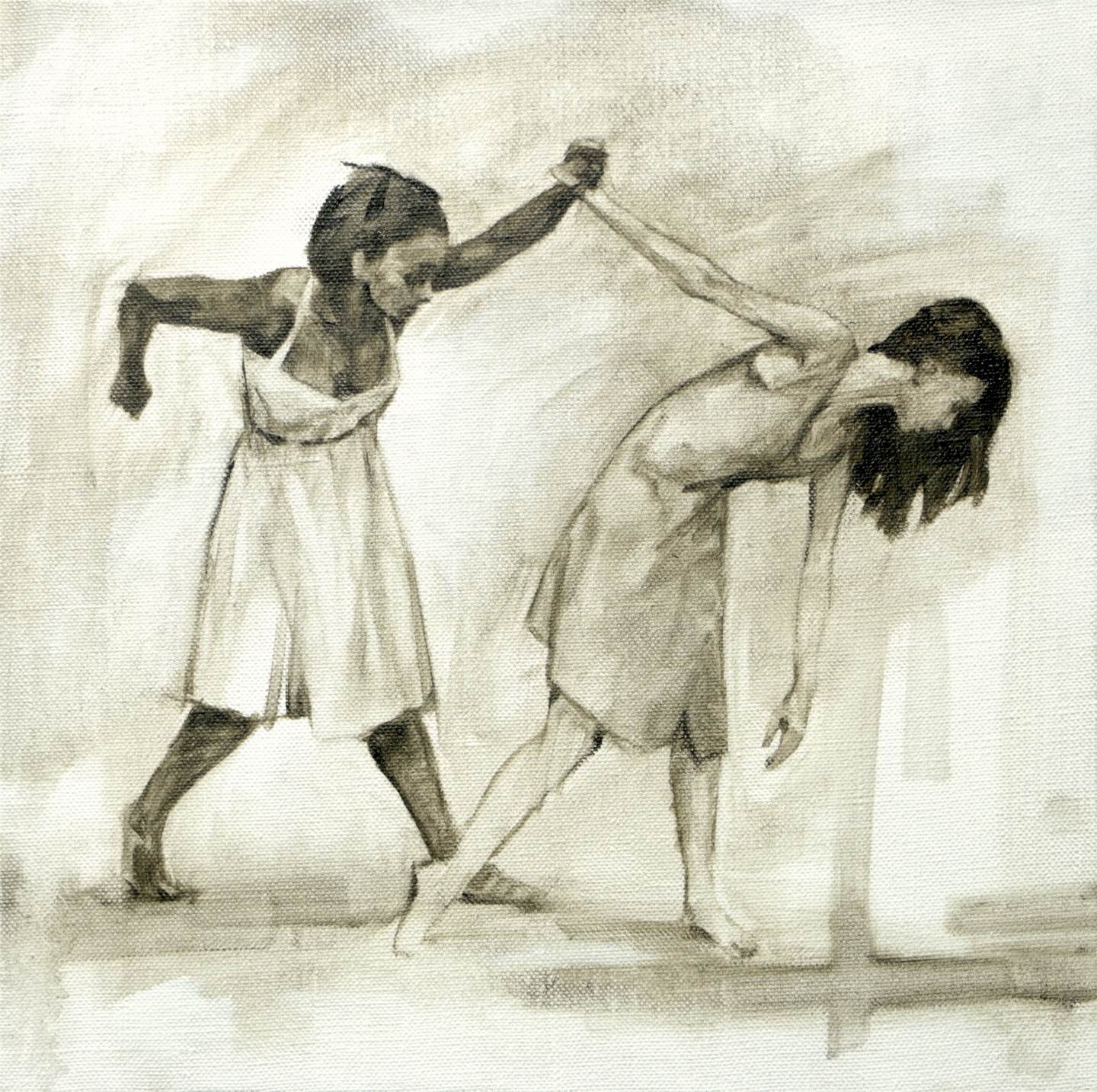 Gwenllian Davies and Krystal Lowe sketch 8, Pintura Tela Preto e Branco original por Carl  Chapple