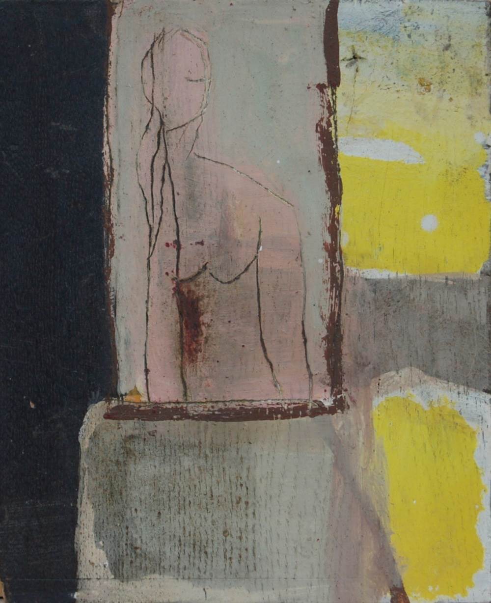 Figure in Yellow, original Abstrait Technique mixte La peinture par Irene Maria-Amerbacher