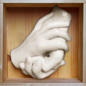 Plaster Hands IV, original Still Life Plaster Sculpture by Ana Sousa Santos
