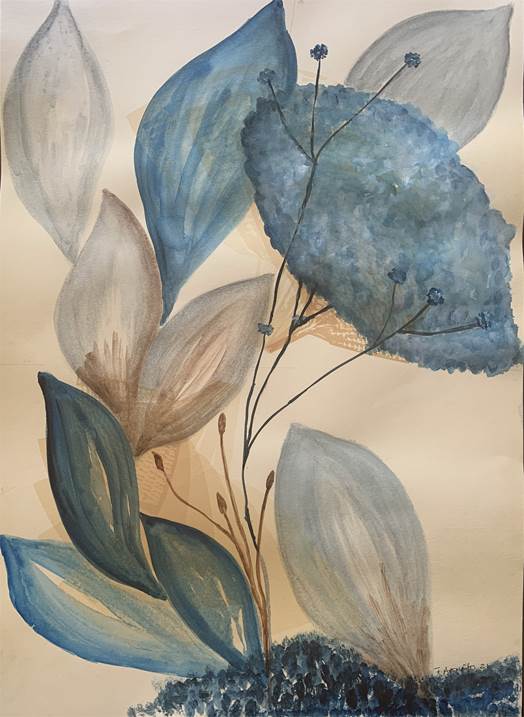 Flor d´água, original Minimalista Acrílico Pintura de Fernanda Araújo