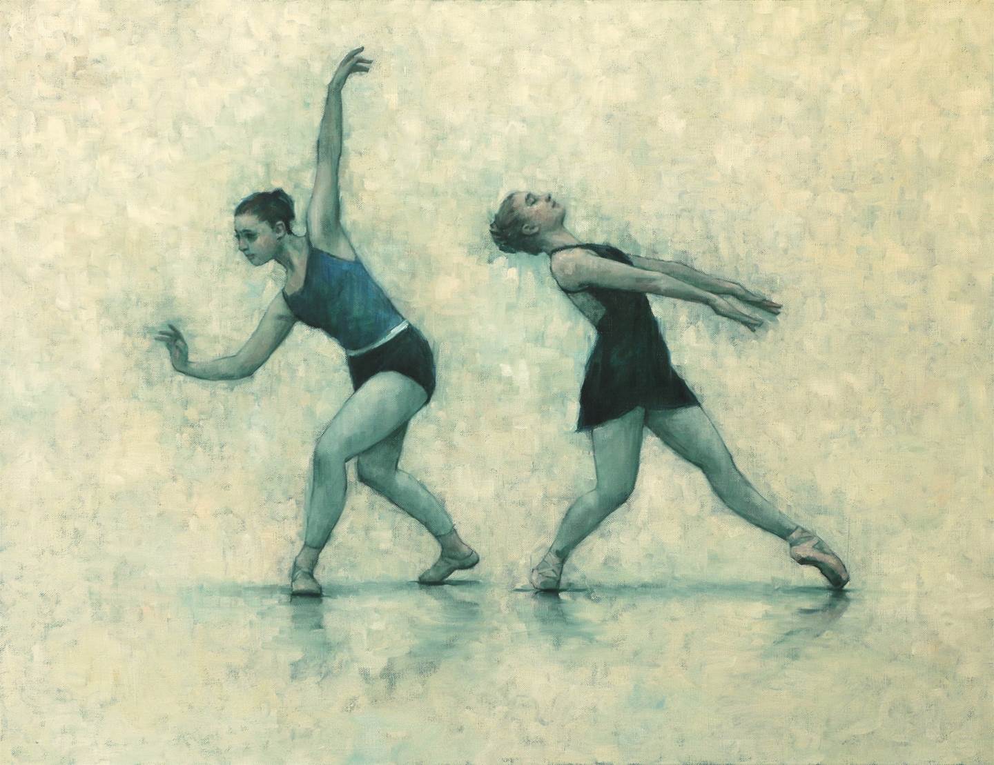 Colleen Grace and Michelle Skuce (Ballet Cymru rehearsal 155), Pintura Tela Grande formato original por Carl  Chapple