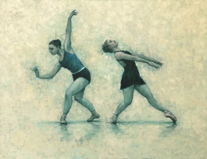 Colleen Grace and Michelle Skuce (Ballet Cymru rehearsal 155), original Big Canvas Painting by Carl  Chapple