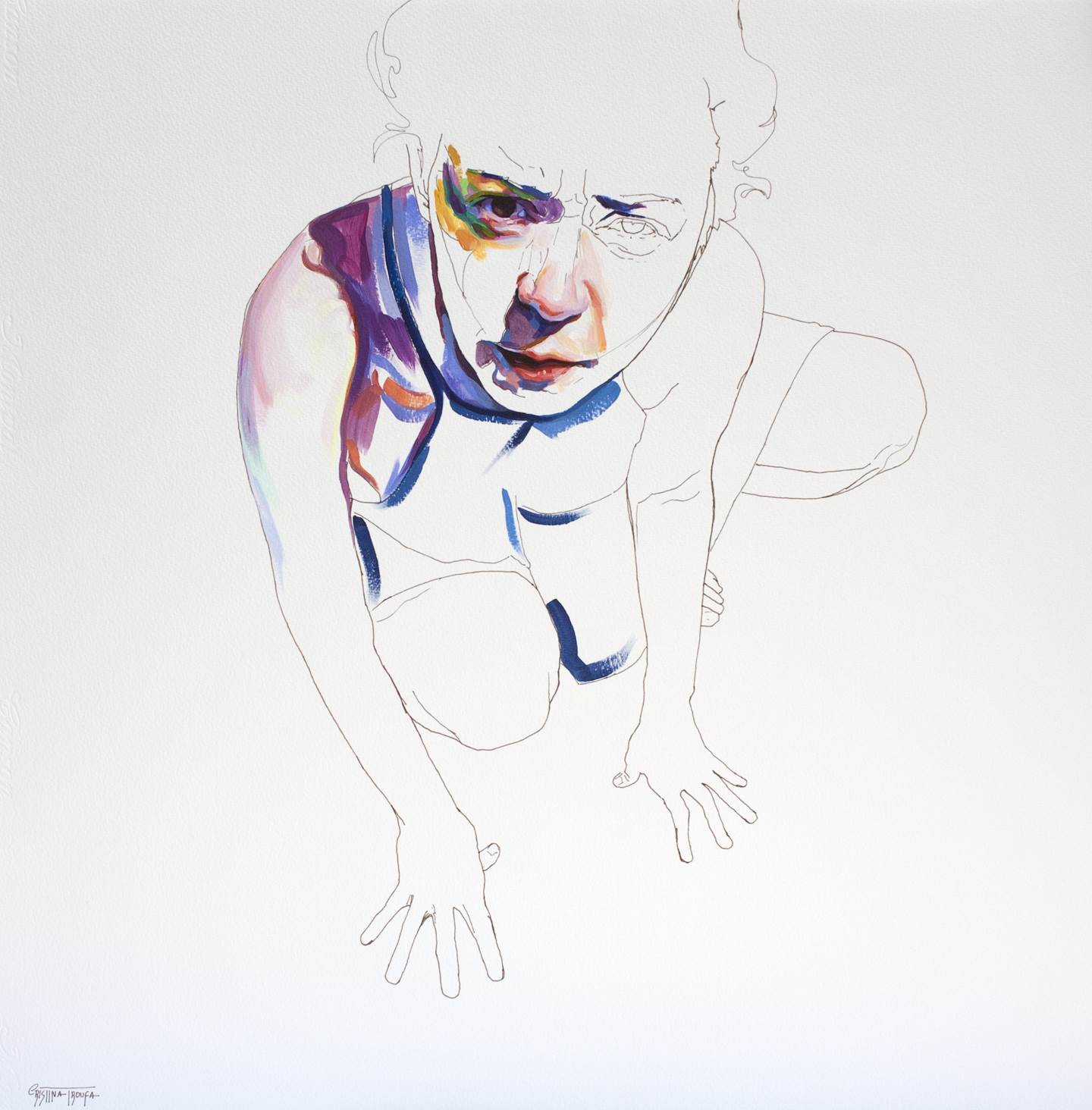 Exercício #7, original Body Acrylic Drawing and Illustration by Cristina  Troufa