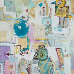 Bird king with red shoes, original Animales Técnica Mixta Pintura de Flavio Man