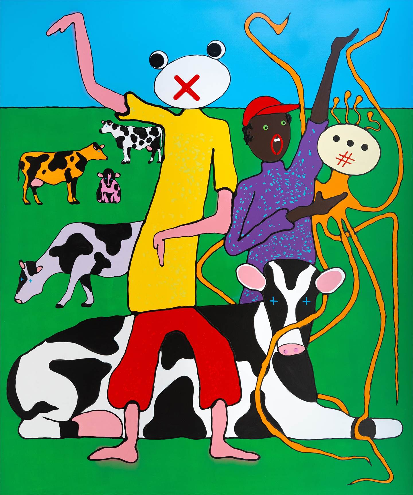 Dance among cows, original Retrato Acrílico Pintura de Mario Louro