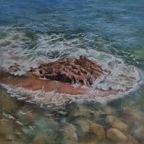 Remolino en la playa del Sardinero-Santander, original Corps Graffiti La peinture par TOMAS CASTAÑO