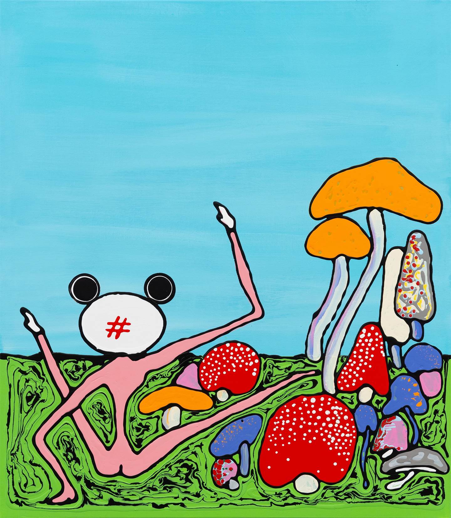 Mushrooms and the cloud #3, original   Painting by Mario Louro