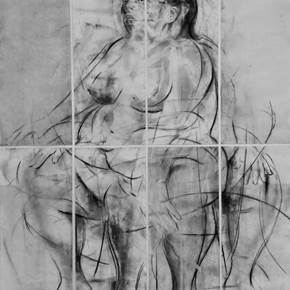 Erota (seated muse'3), original Body Charcoal Drawing and Illustration by Juan Domingues