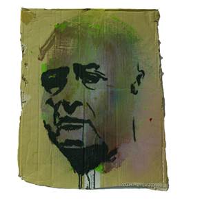 Mimmo Rotella, original Portrait Mixed Technique Painting by Alexandre Rola