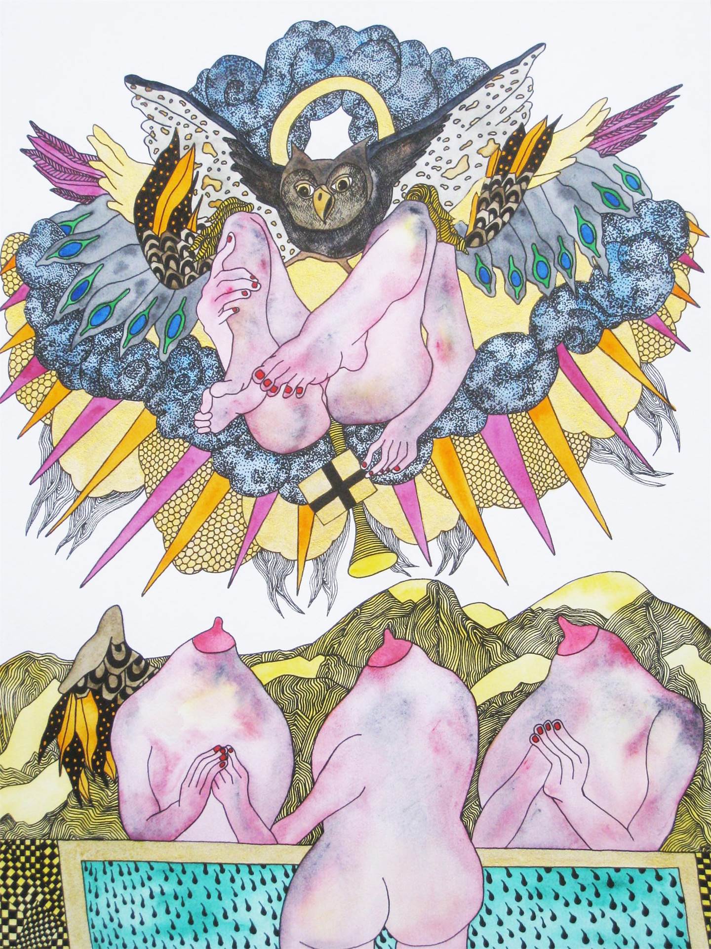 tarot, Desenho e Ilustração Aguarela Corpo original por lorinet julie