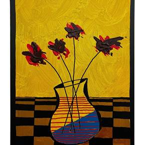 Vaso Amarelo, Pintura Acrílico Retrato original por Ike Ferreira