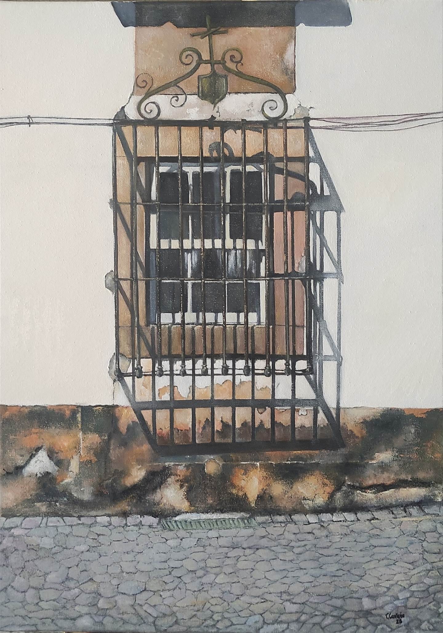 Ventana enrejada- Miranda do Douro, original Paysage Pétrole La peinture par TOMAS CASTAÑO