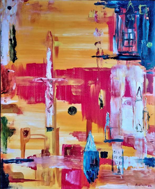 Cristo, original Abstract Oil Painting by Artur Efigénio