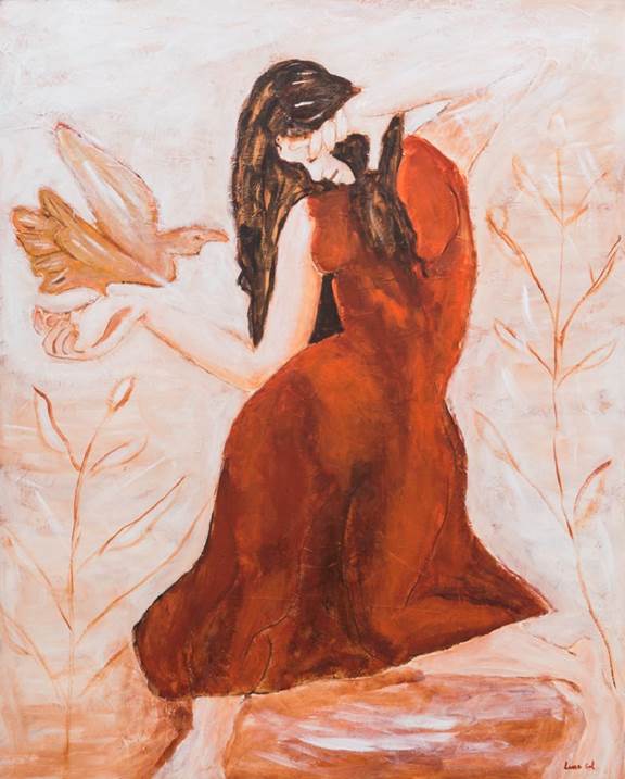 Deusa da natureza, original Human Figure Acrylic Painting by Lena Gal